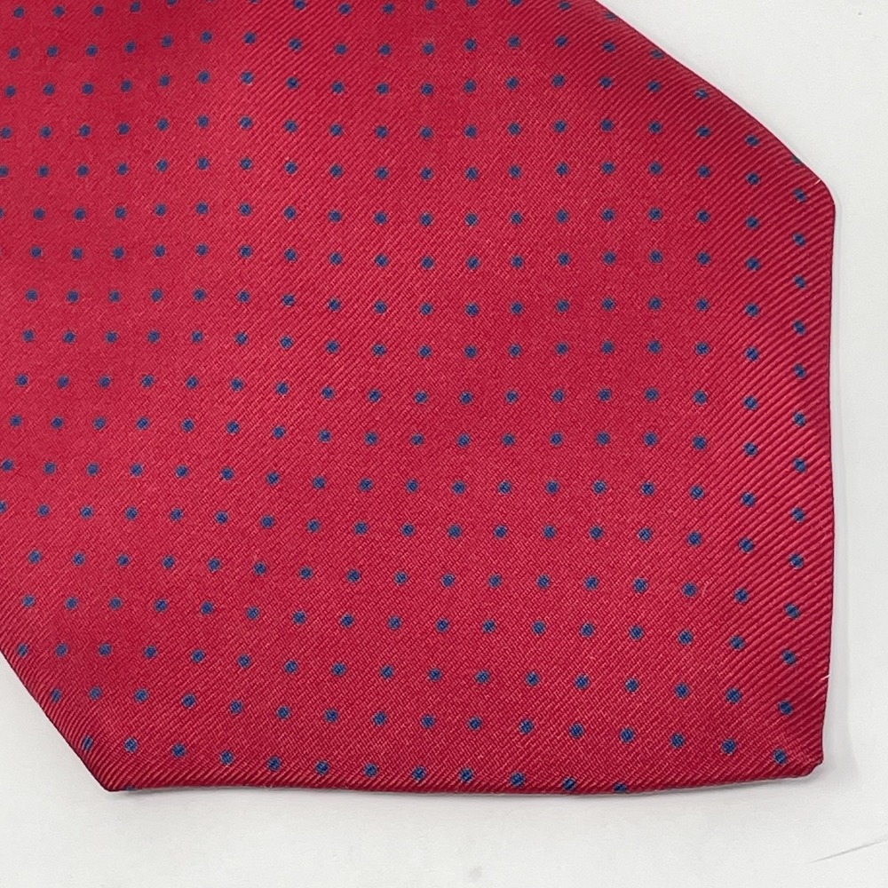 The Custom‎ Shop Tie Handmade Silk USA Red Blue VTG 3 5/8x56" Polka Dots Classic